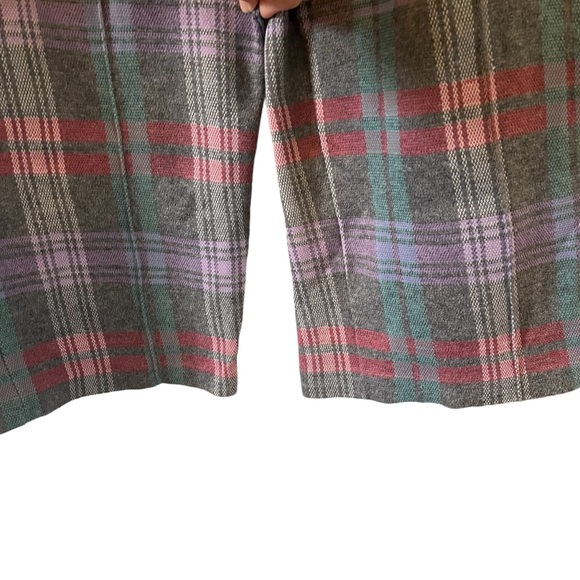 Vintage 70s Johnny Appleseed’s knit plaid trouser pants gray pink purple green - Picture 8 of 9